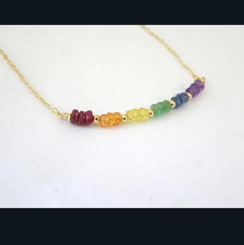 🌈🌈NEW🌈🌈 PRETTY!! BACK IN STOCK RAINBOW PRIDE Necklace in GOLD 🌈🌈